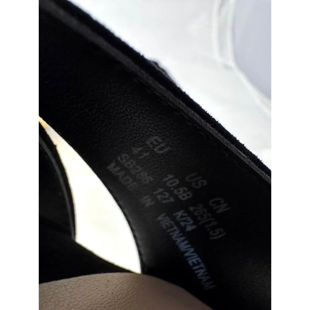 Stuart Weitzman Black Suede Platform Block‎ Heel Sandals 10.5B SB286